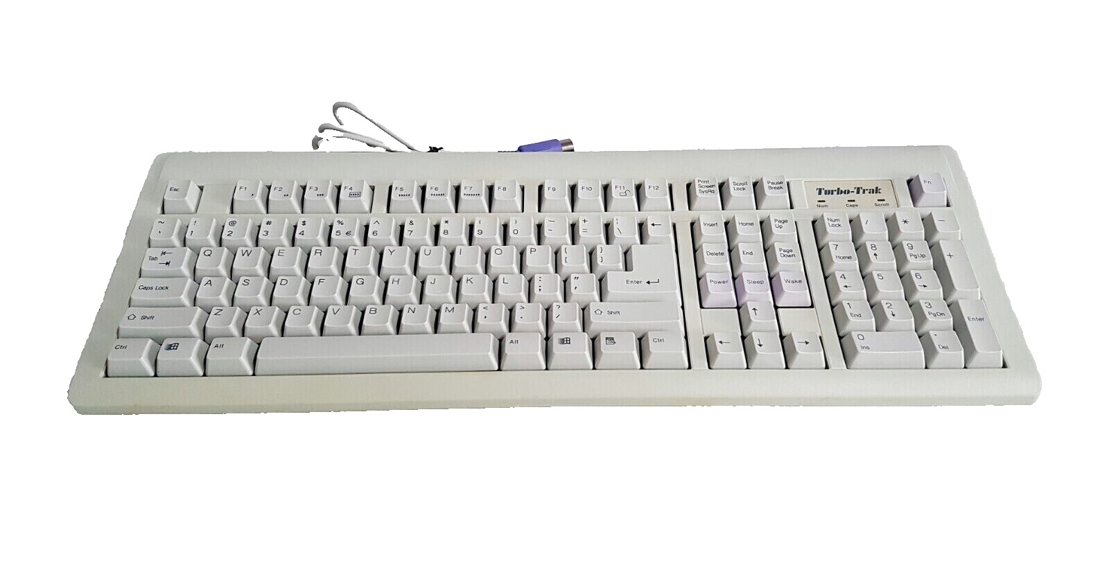 White Cream Turbo-Trak 5-Pin DIN (AT) Keyboard Retro Vintage Computer Needs Rep