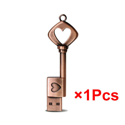 Wholesale Metal Heart Key U Disk USB 2.0 Flash Drive  1GB-128GB Memory Pen Stick