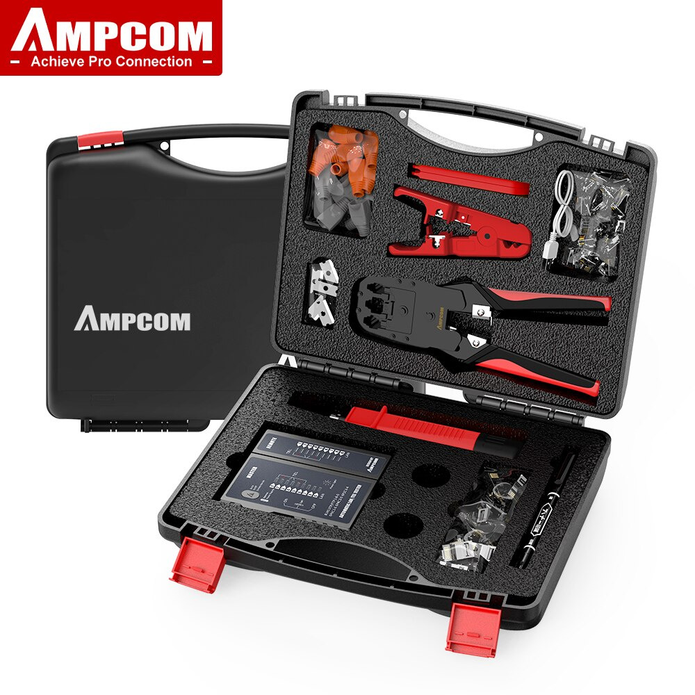 AMPCOM 12 in 1 Professional Portable Network Tool Kit Ethernet LAN Maintenance