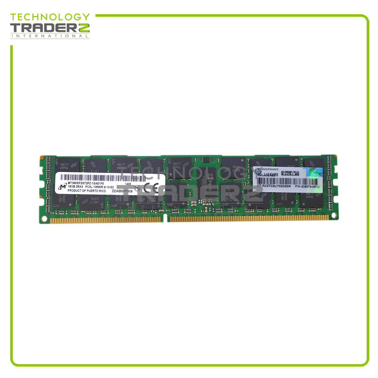 627812-B21 HP 16GB PC3-10600 DDR3-1333MHz ECC Dual Rank Memory Module 628974-081