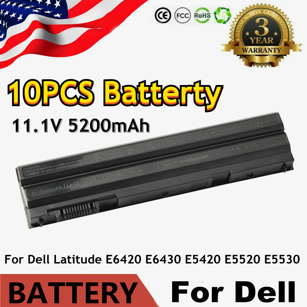 10 Lot E6420 8858X T54FJ Battery For Dell Latitude E5420 E5430 E5520 E6430 E6520