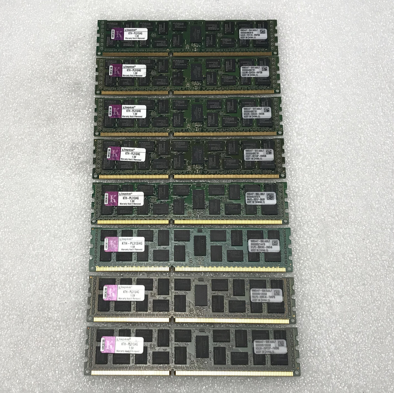 Lot of 8 KINGSTON Server RAM 4GB 2Rx4 PC3-10600R CL9 Registered ECC KTH-PL313/4G