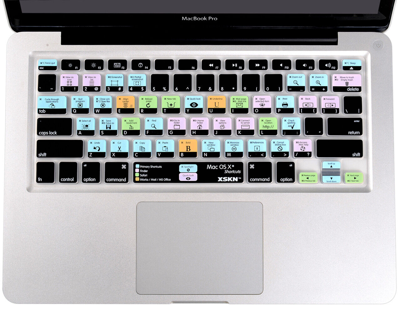 XSKN Mac OS X Shortcut Keyboard Cover Dust-Proof Skin for old Macbook Pro 13 15