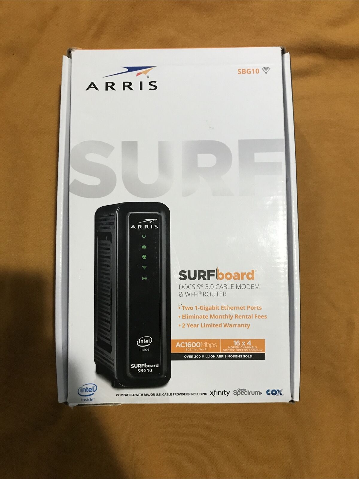 ARRIS SBG10 Dual Band Wi-Fi Router Cable Modem DOCSIS 3.0 AC1600 Pre-Owned