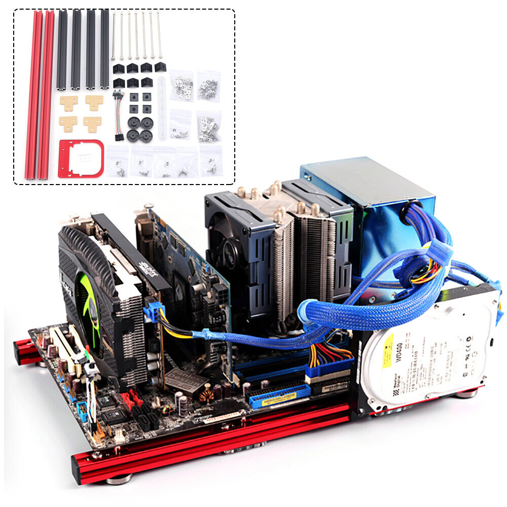 PC Frame Case Test Bench Open Cooling ATX  Bare Frame W/Screw Box Alloy Red
