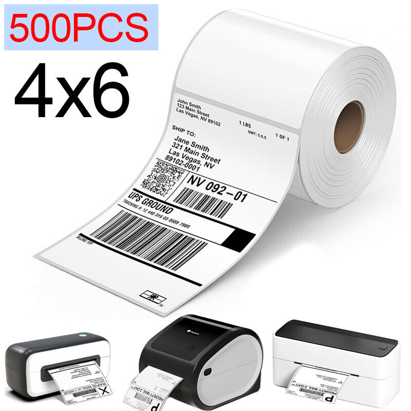 500 4x6 Roll Thermal Shipping Label Sticker Paper For Phomemo D520BT 241BT 246S