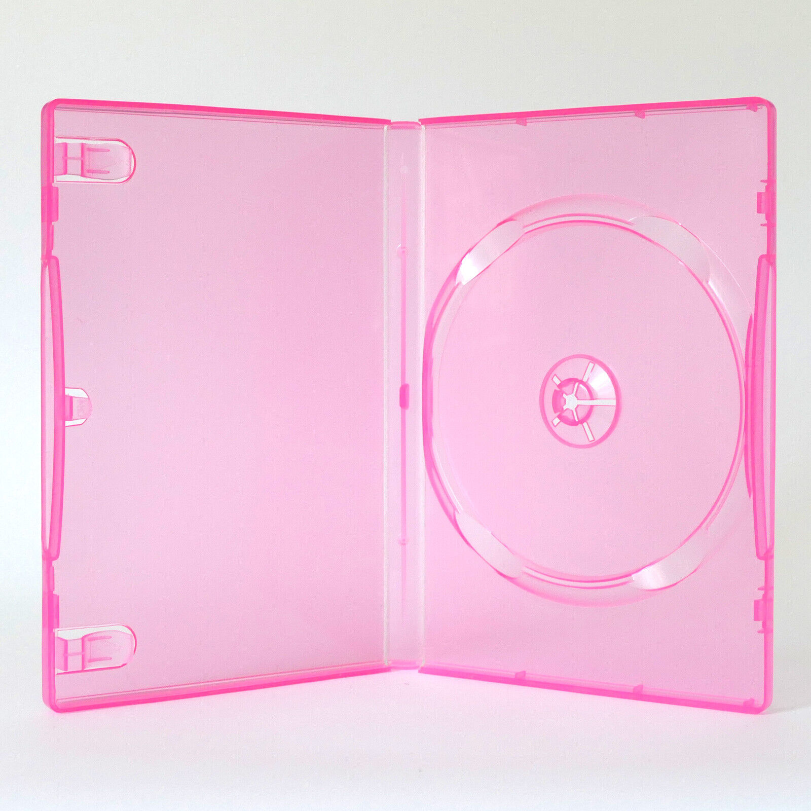 1 Clear PINK Single DVD Case Standard 14mm Color Tinted Full Sleeve Clips NEW