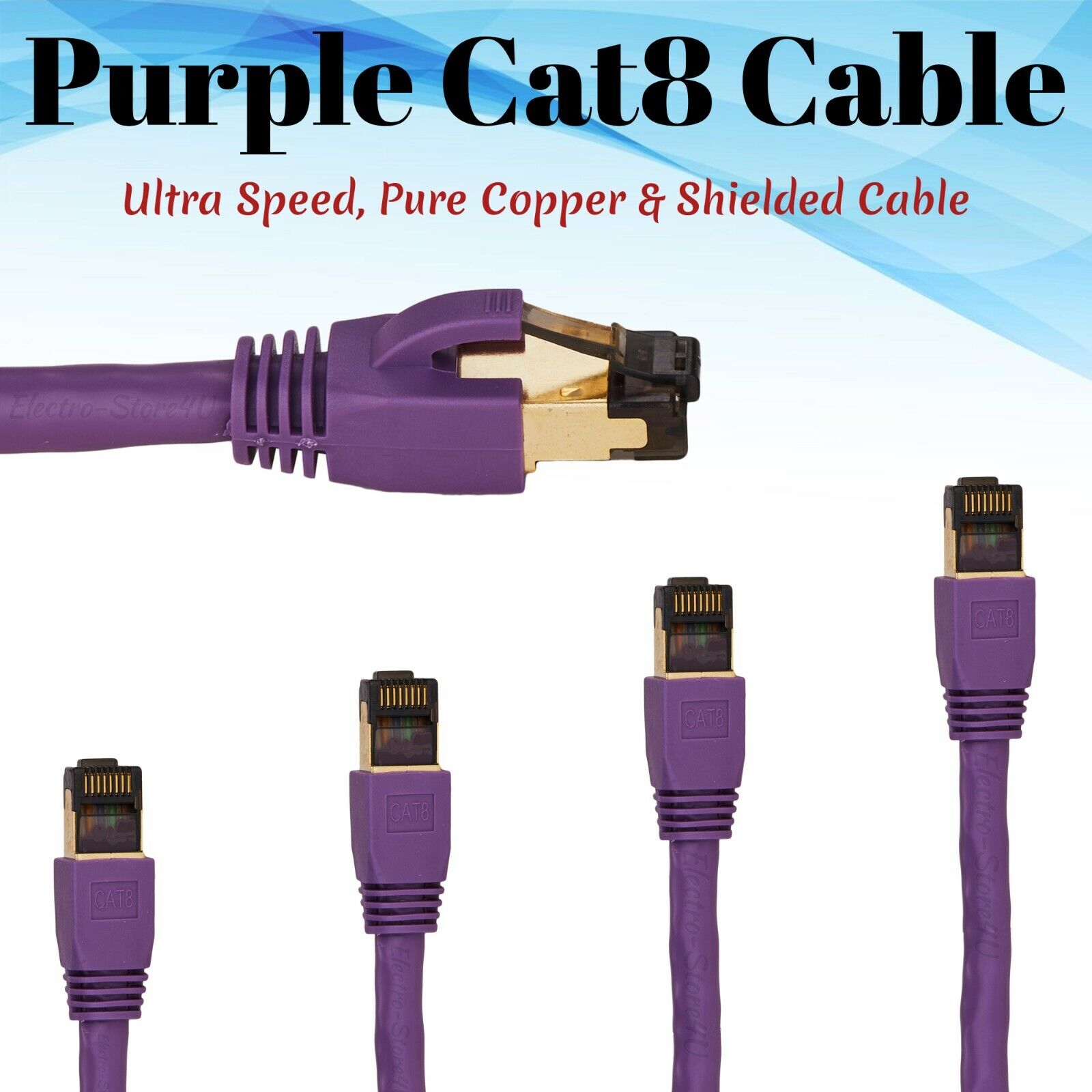 Cat 8 Ethernet Cable Purple RJ45 Network UTP Lan Cable Patch Cord SFTP 26AWG Lot