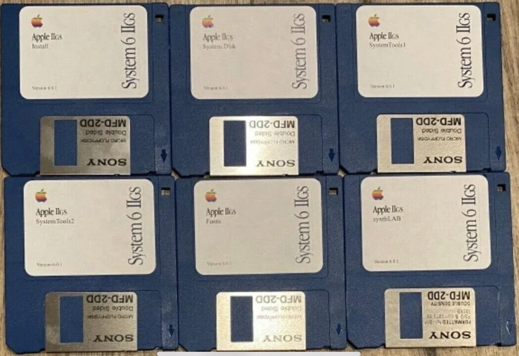 IIGS/OS System 6.0.1 / 6 Disk Set - Works on any Apple IIgs Home Computer