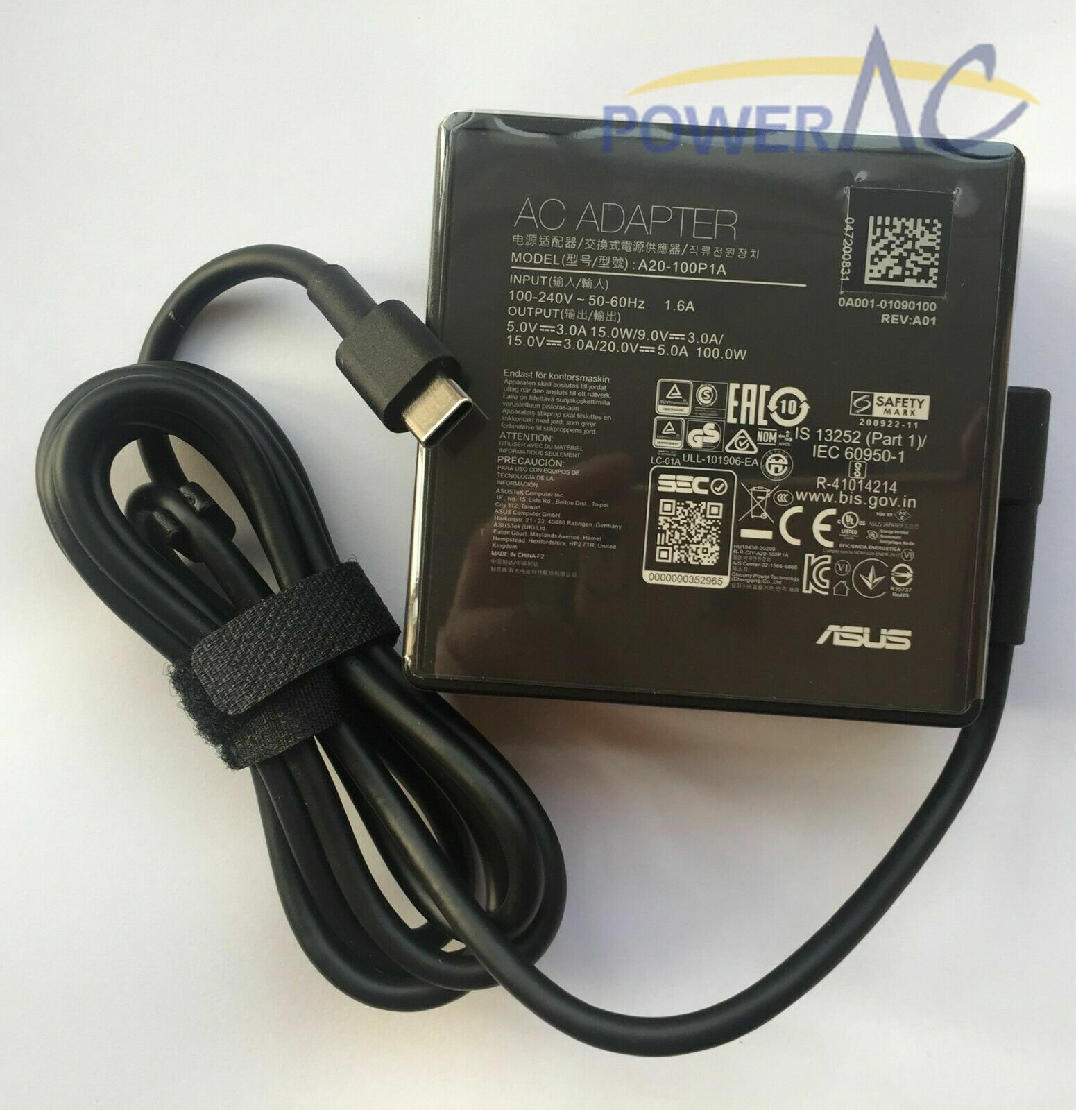 NEW ASUS ROG 100W USB-C Power AC Adapter OEM Type-C Gaming Laptop Charger