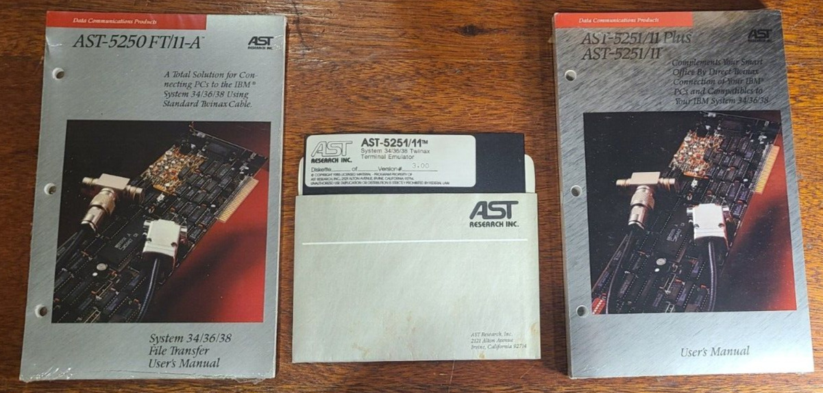 AST Research Inc - AST-5251/11 Plus Manual and disc, AST 4250 FT/11-A, vintage