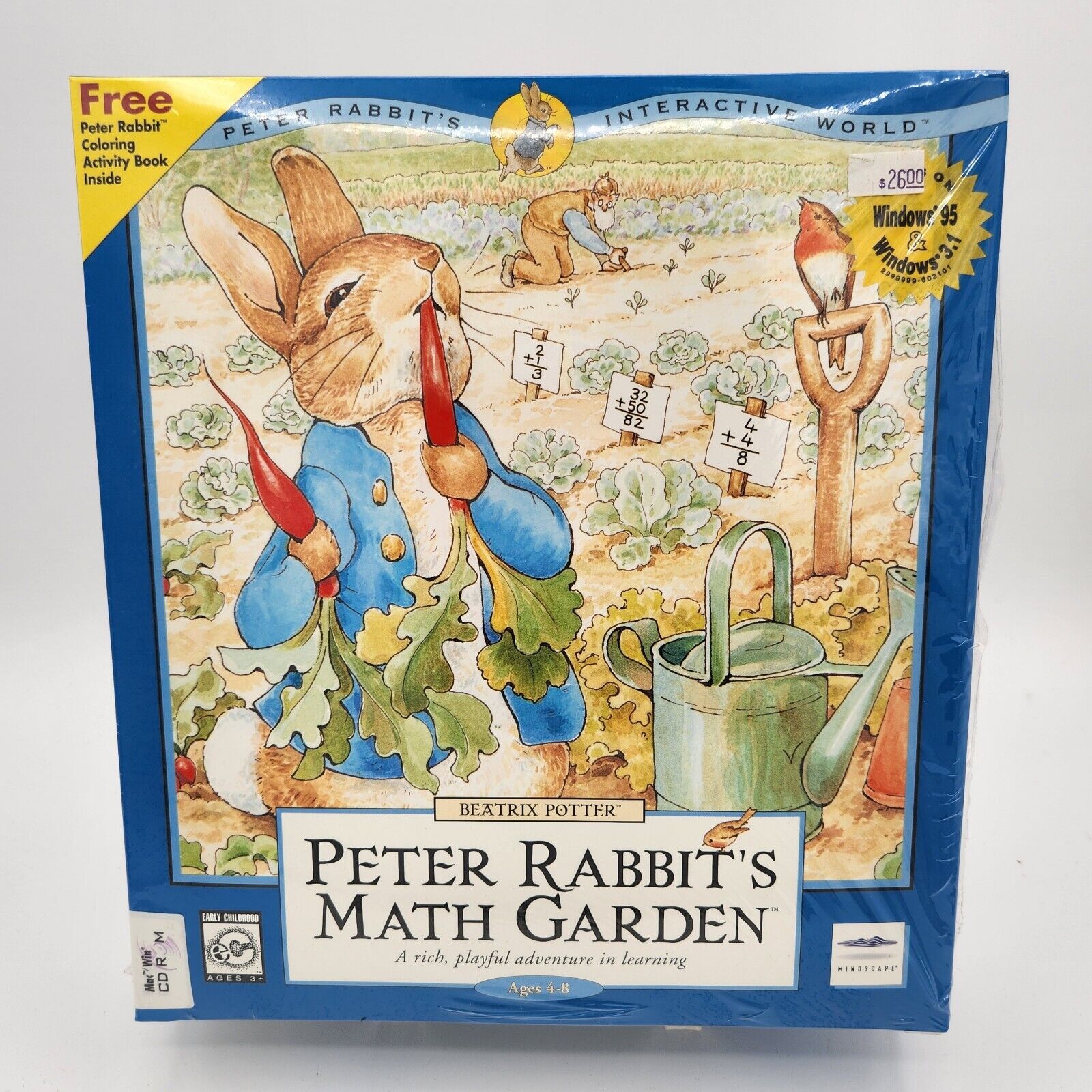 Peter Rabbit\'s Math Garden, Beatrix Potter, Mindscape, CD-ROM, 1996, NIB sealed