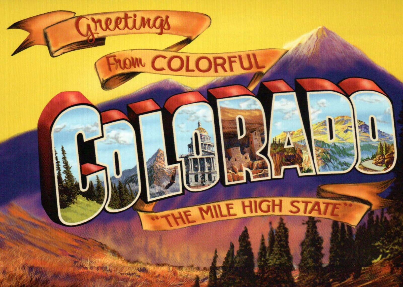 Greetings from Colorful Colorado, Mile High State - Modern Large Letter Postcard