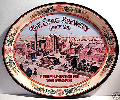 Stag Beer 125th Anniversary Brewery Scene Tray/ NOS