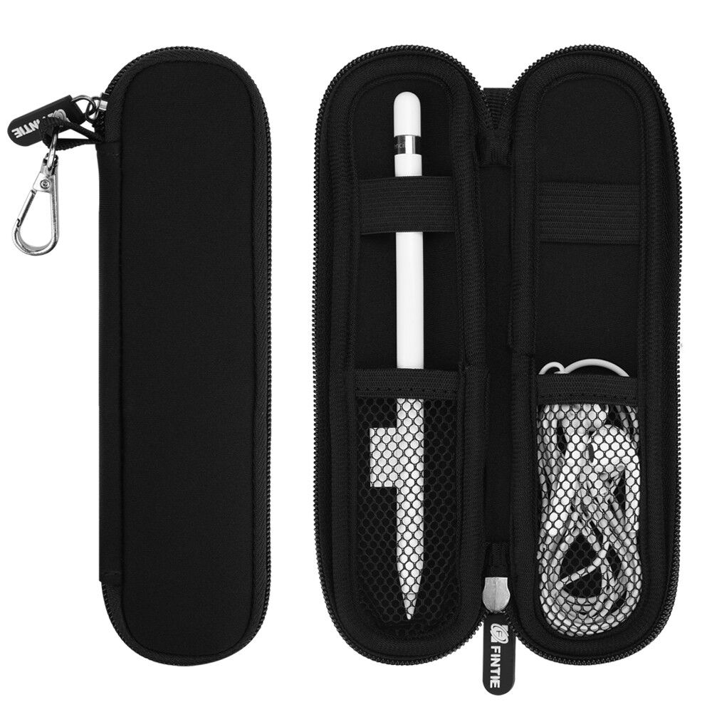 For Apple Pencil Case Holder Soft Neoprene Zipper Carrying Bag Pouch w Carabiner