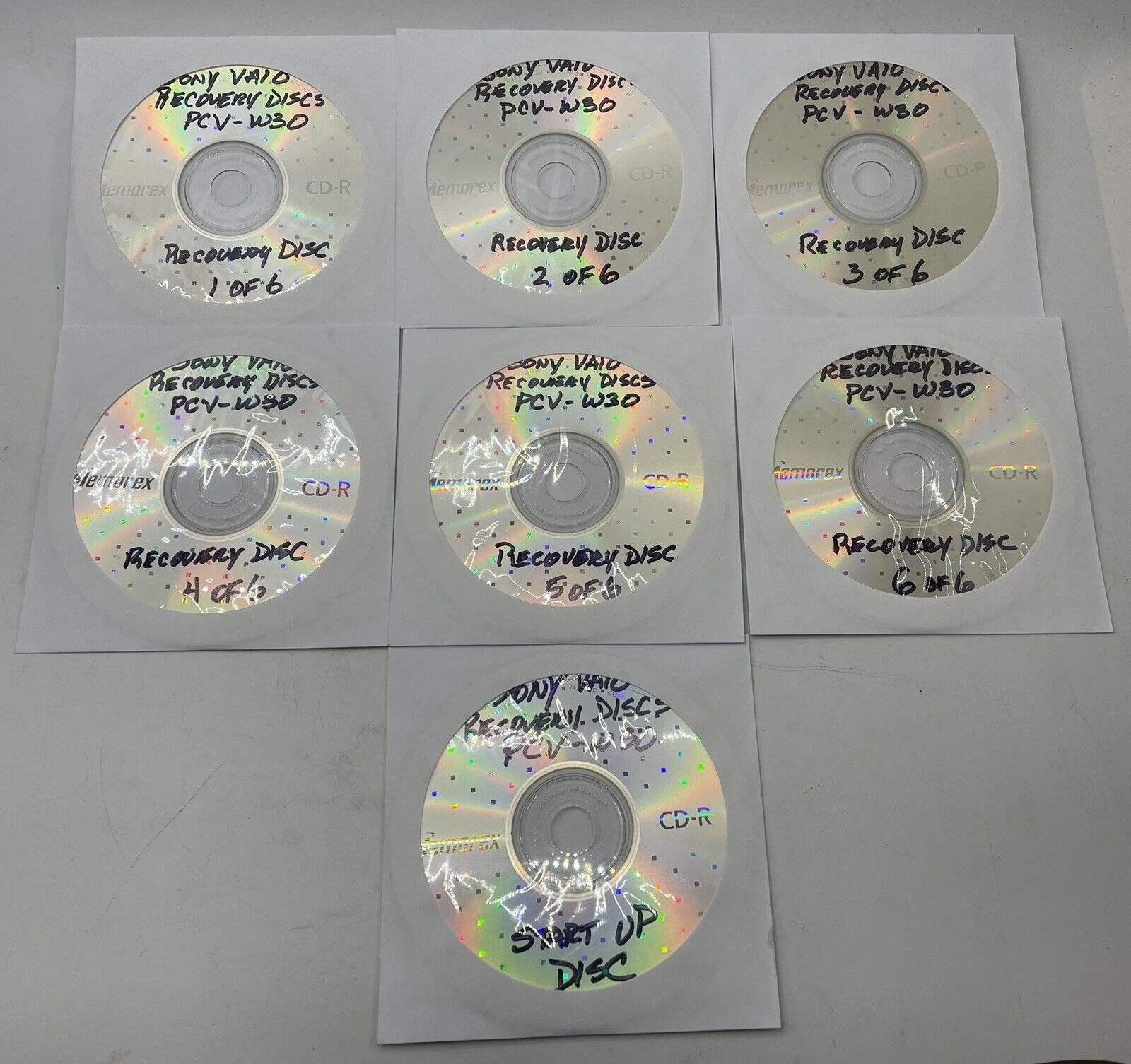 Sony VAIO Recovery Discs For PCV-W30 FULL SET System Recovery CDs - 7 Disc Set