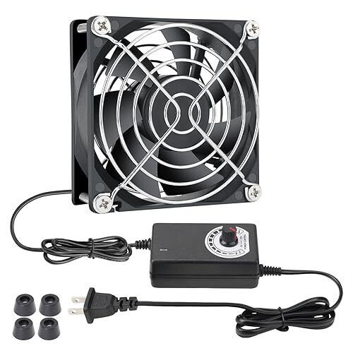 80mm Small Computer Fan with AC Plug, 110V 120V 220V 240V Fan with Speed Cont...