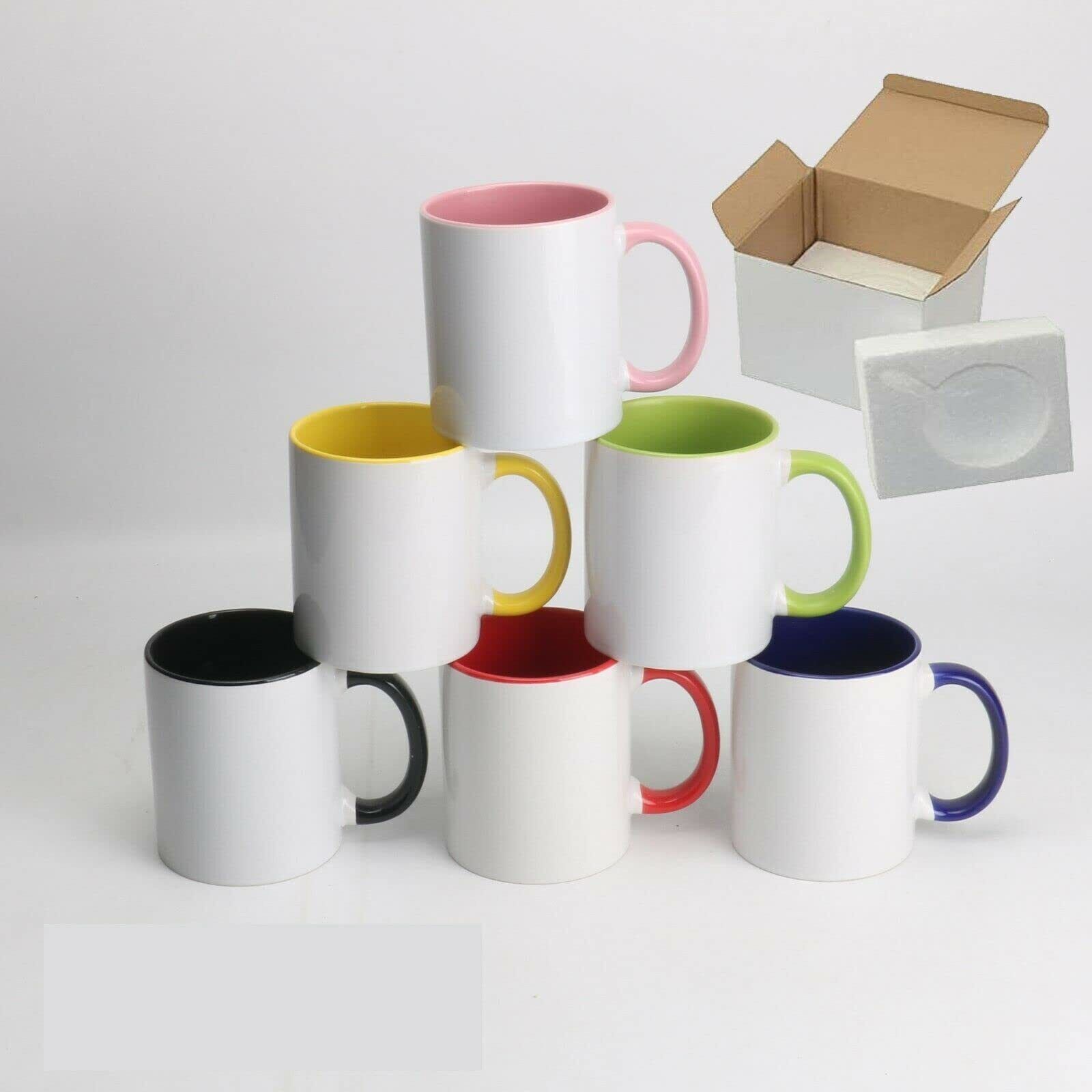 11OZ Sublimation Mugs Mix, Coated Ceramic Cups for Christmas DIY 6 Mugs
