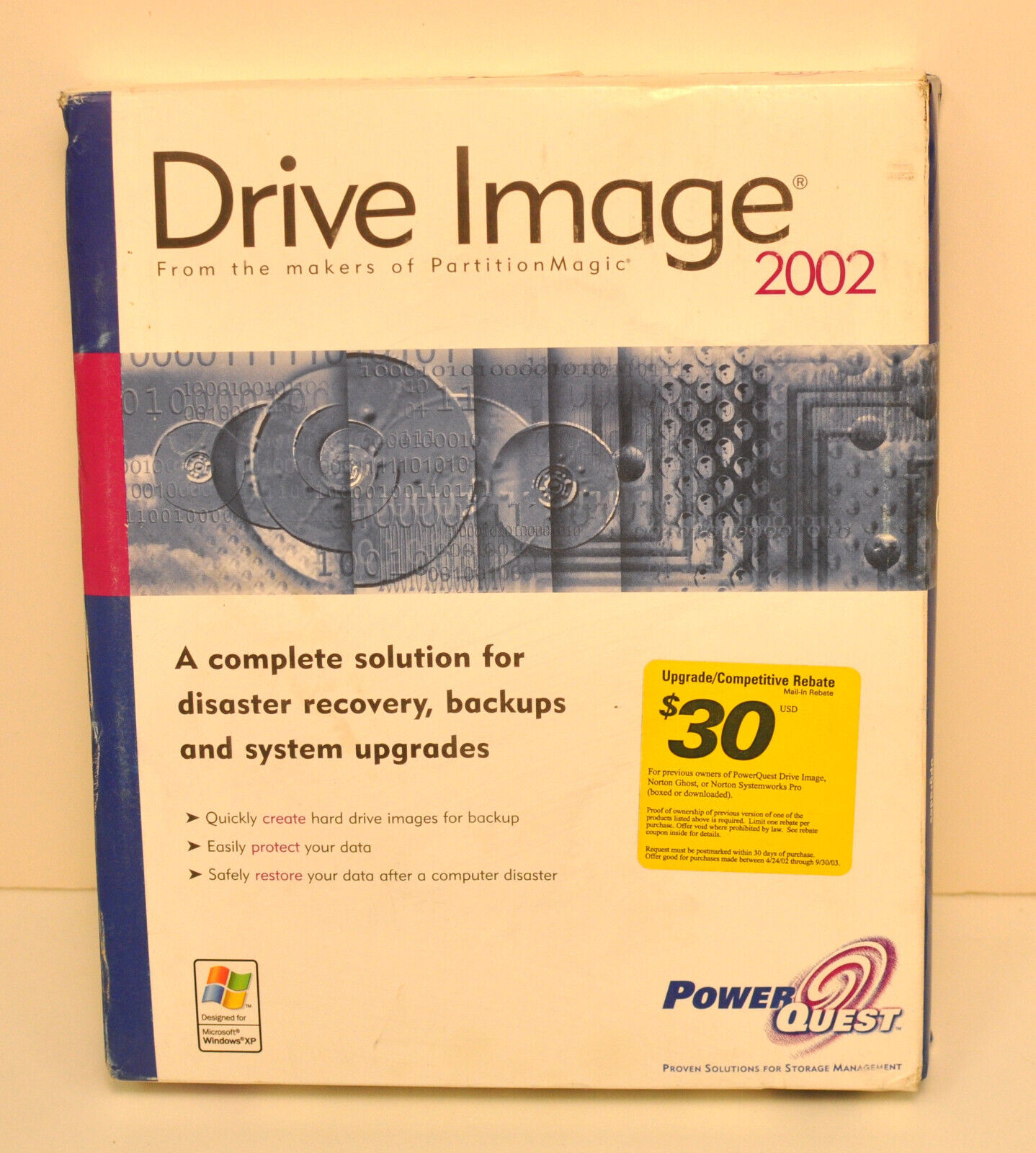 Drive Image 2002 PC CD create hard drive image, disaster recovery protection