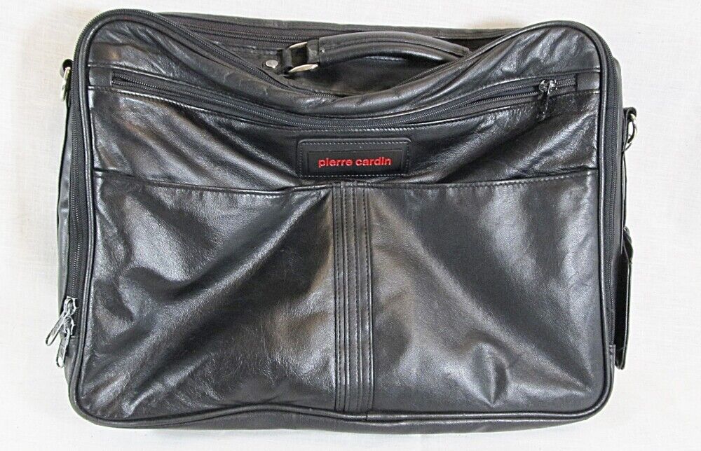 vintage leather Pierre Cardin messenger work computer laptop hand bag w/ID tag