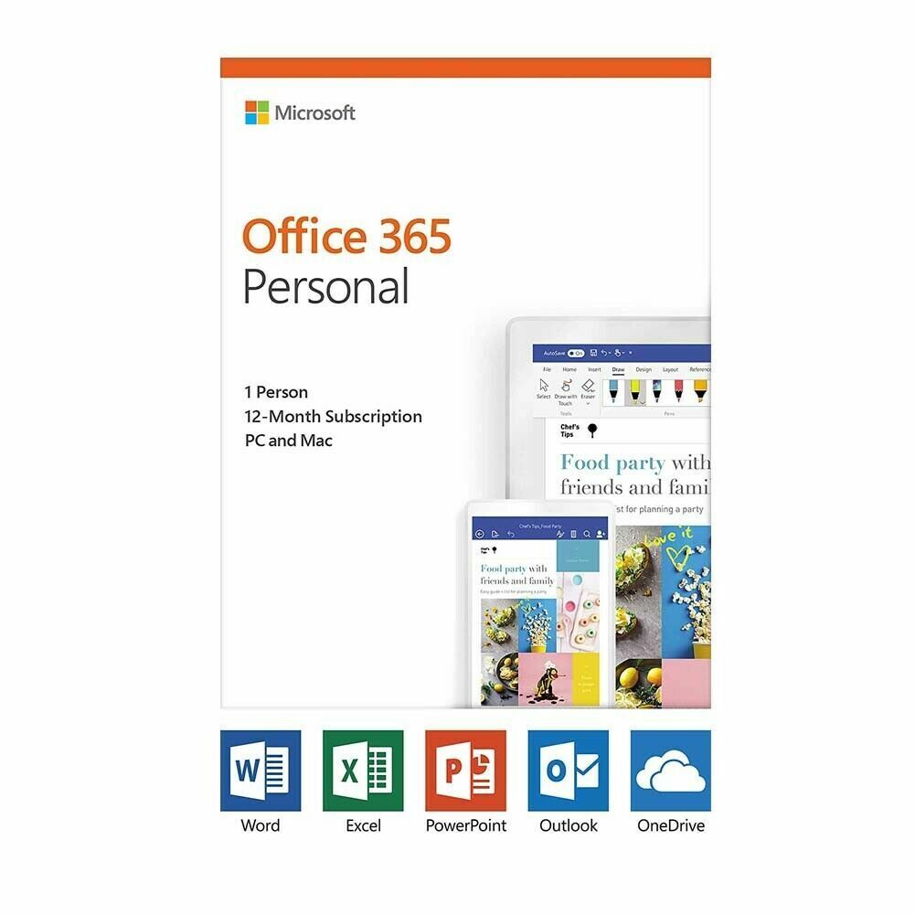 NEW Microsoft Office 365 1 Year Subscription 1 User 1PC/Mac Key Card Fast ship