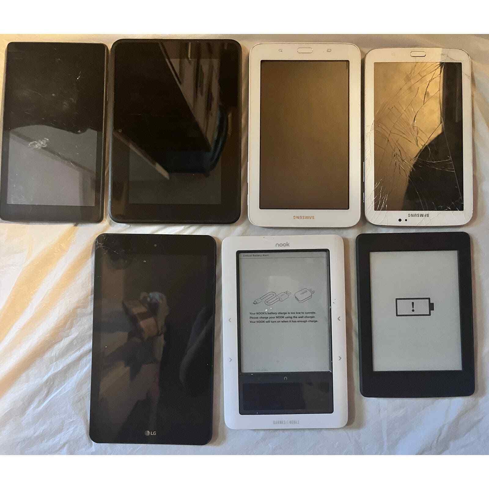 LOT OF 7 Tablets Bundle Mixed NOT WORKING for parts (UNTESTED)