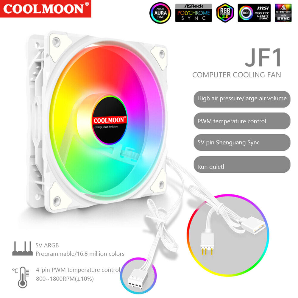 COOLMOON Case Fan 5V 3Pin ARGB Chassis Fan Aura Sync Silent Computer Accessories