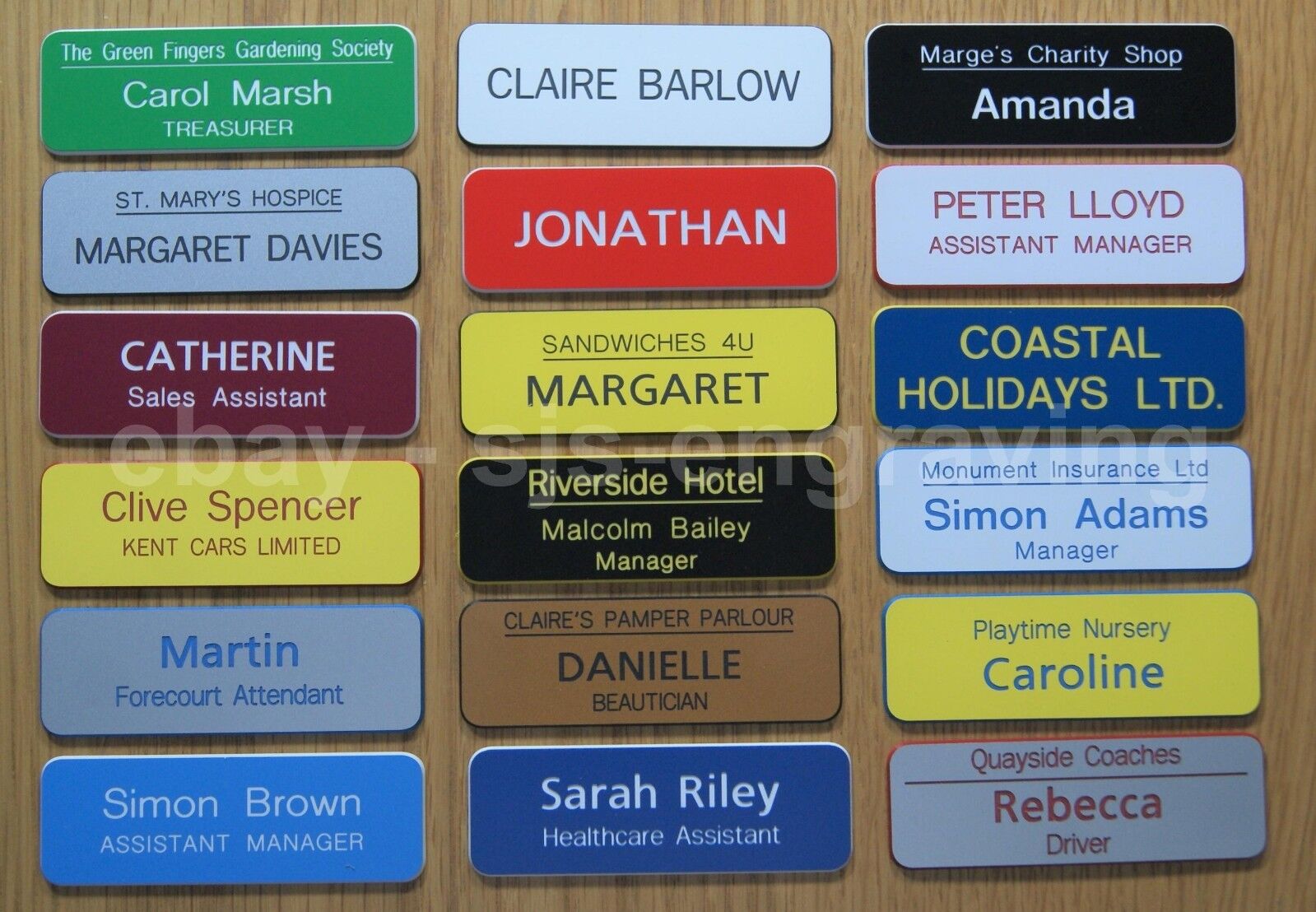 Quality Engraved Name Badges - shops clubs pre-schools care homes offices etc.