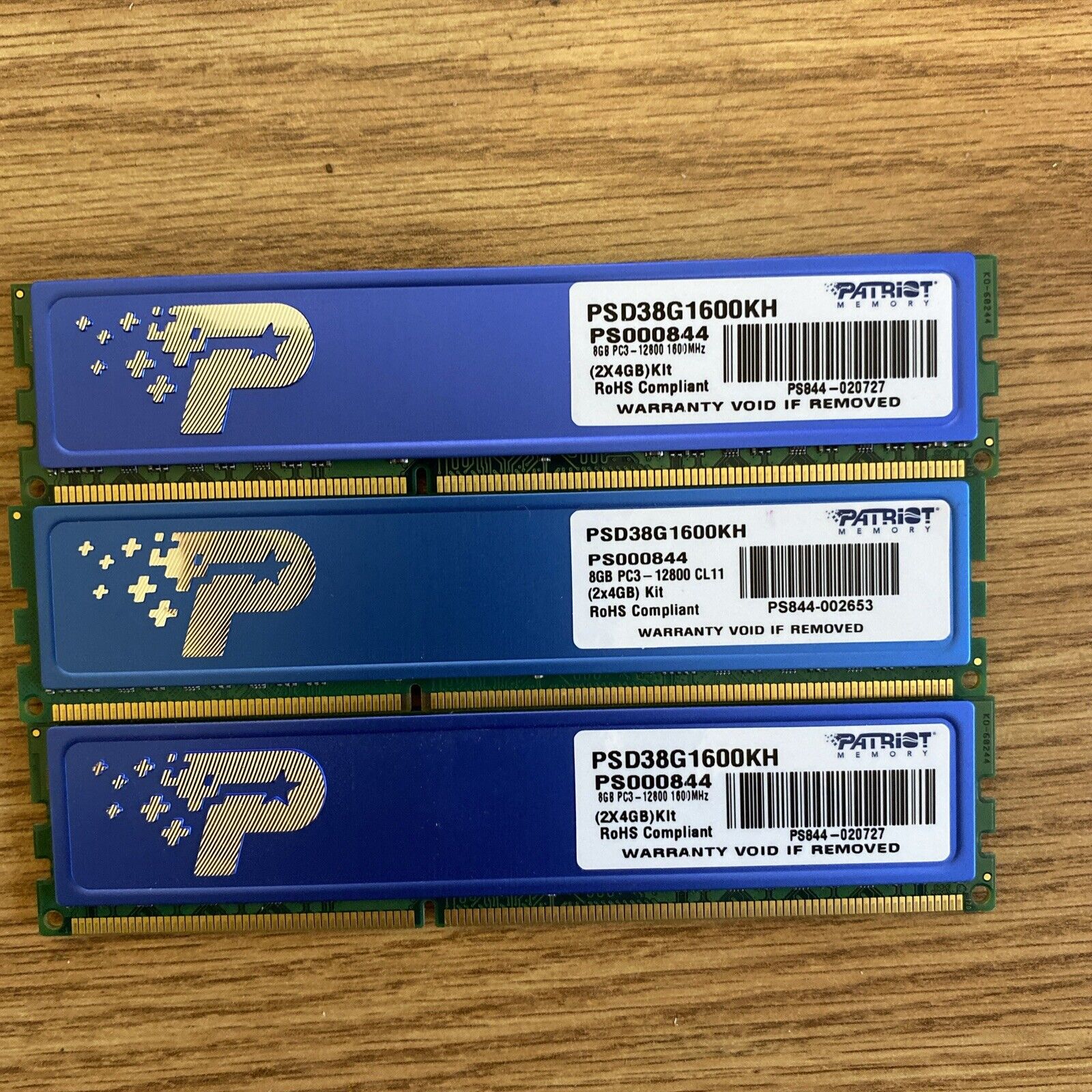 Patriot Signature PSD38G1600KH DDR3 PC3-12800 1600MHz 3 x 4GB = 12GB Desktop RAM