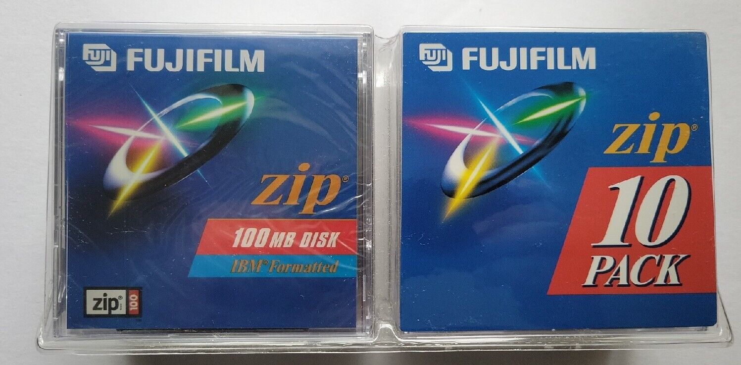 10 Pack-  FujiFilm 100MB Zip Disk Brand New Sealed IBM Formatted Computer Data