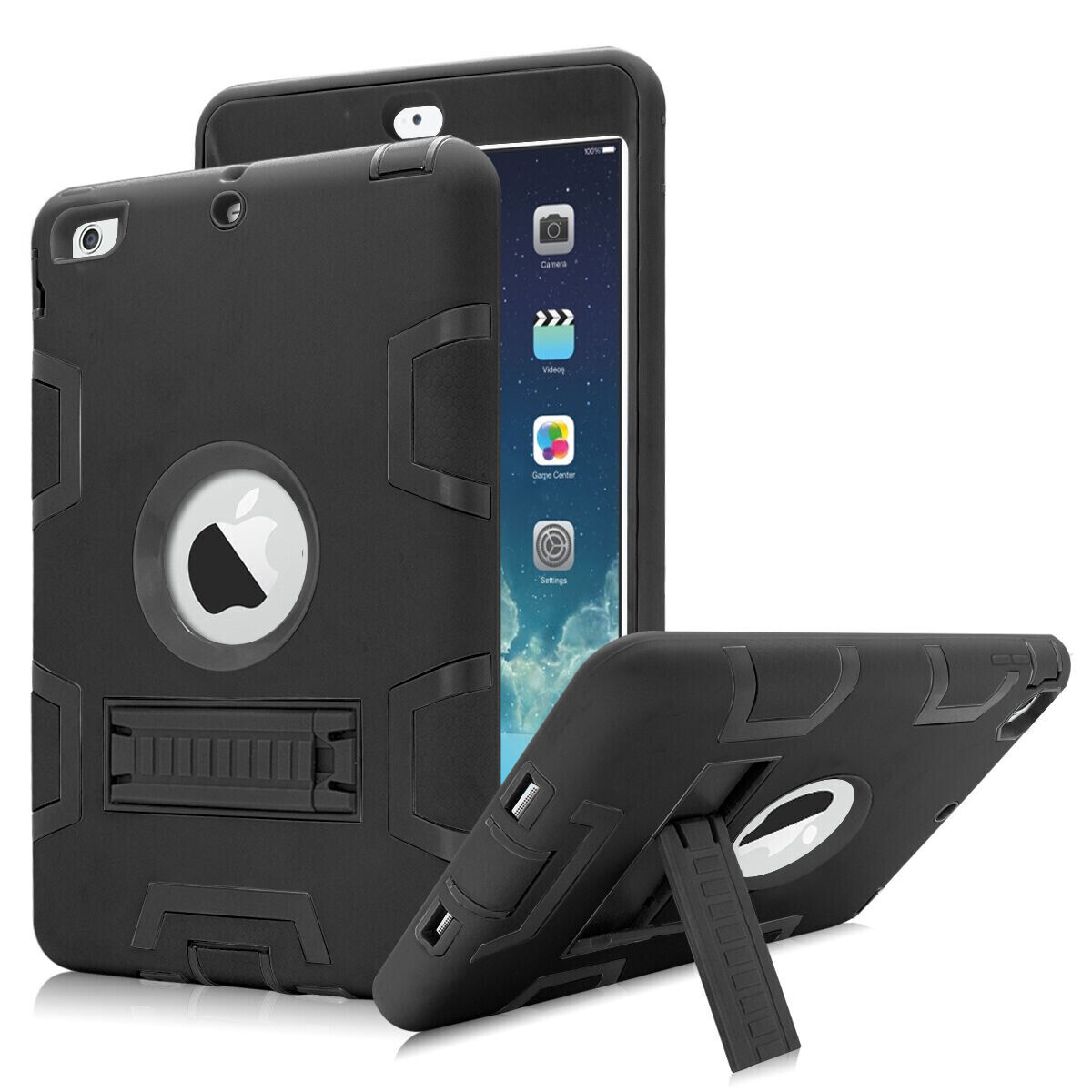 Shockproof Hard Plastic Rubber Cover Case Stand for Apple iPad Mini 1 / 2 / 3