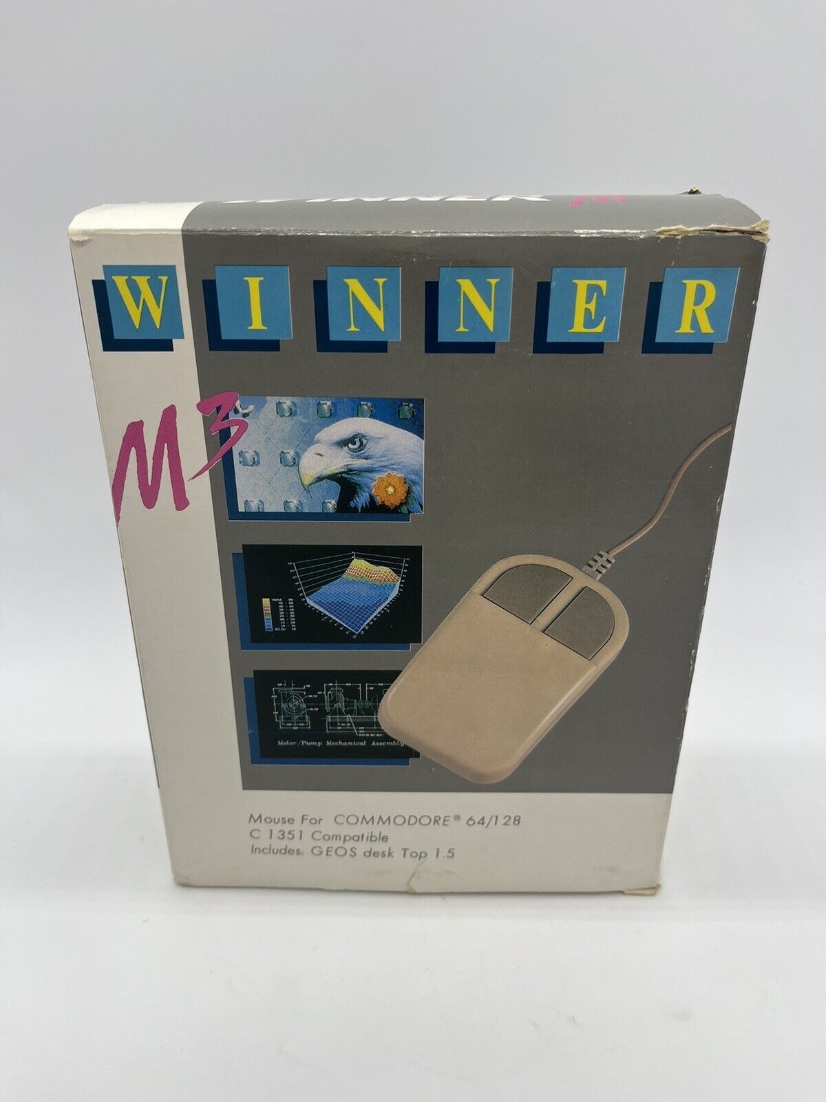 Vintage Winner M3 Mouse Commodore 64 / 128 C 1351 GEOS Desktop 1.5 -