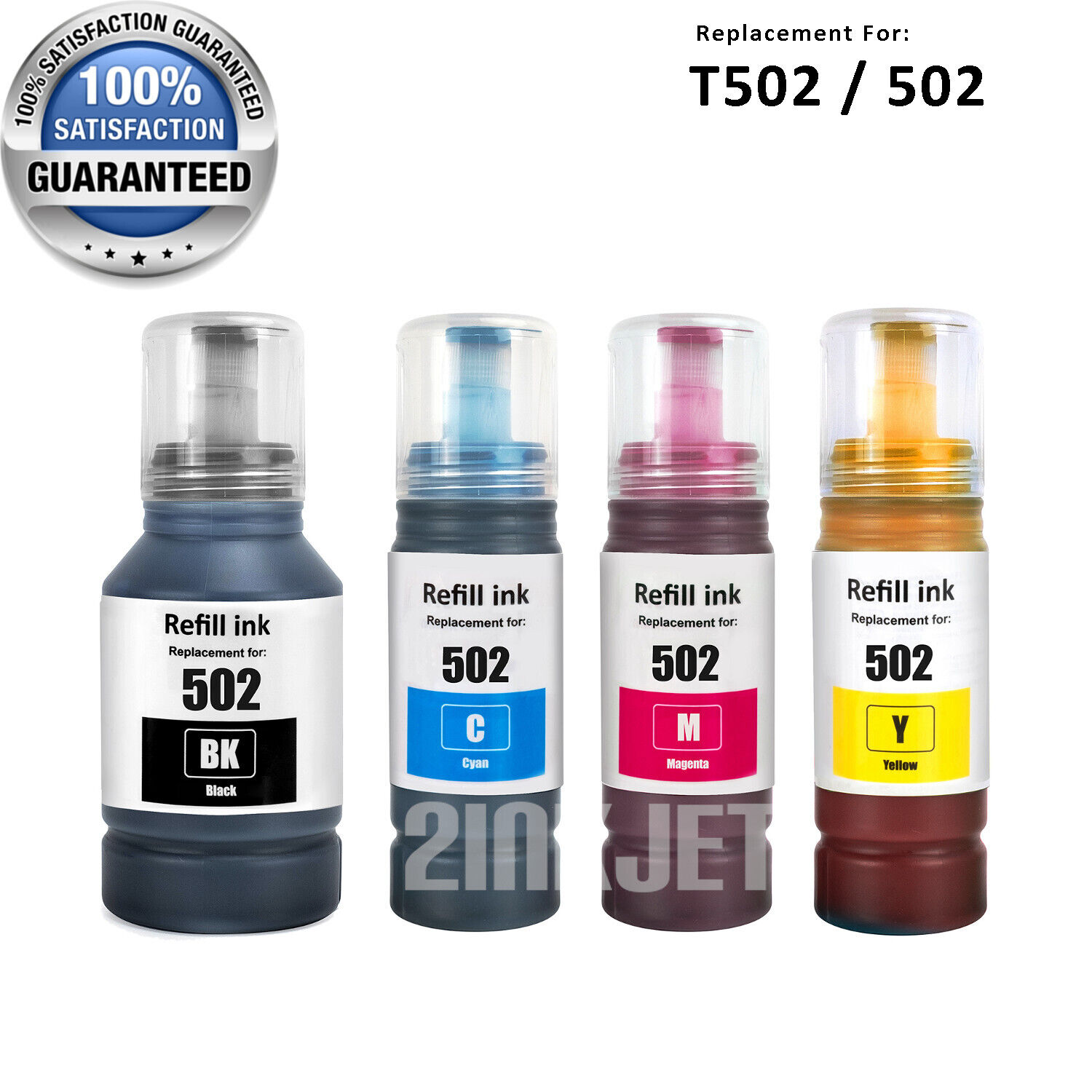 4 Pack Ink Refill Bottle For Epson Ecotank 502 ET-2750 3760 2850 3850 2803 T502