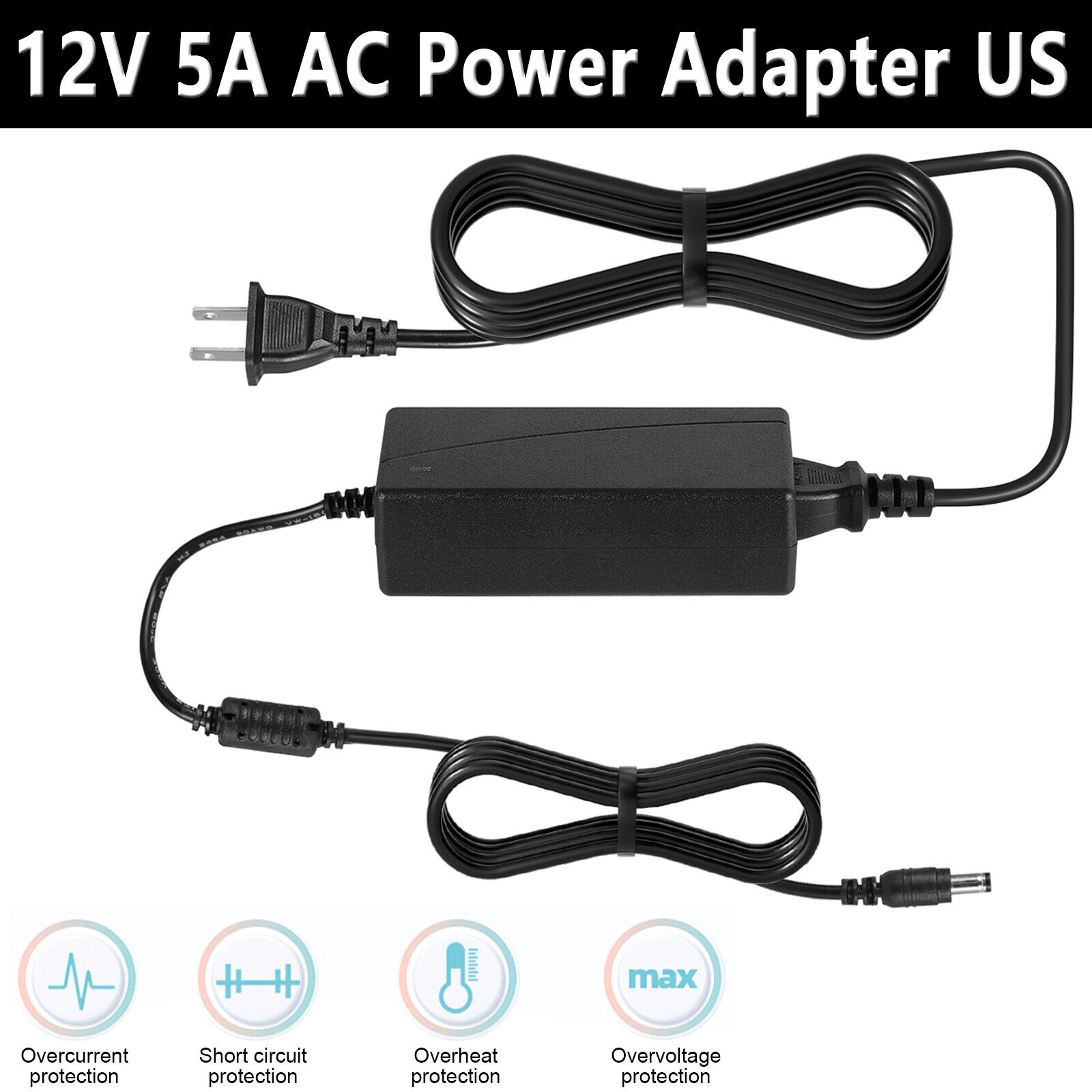 12V 5A AC Power Adapter Split Laptop Desktop Accessories General Purpose US