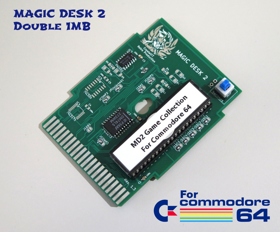 Games cartridge, MAGIC DESK 2, 2MB, Built in menu, fast loading. Commodore 64.