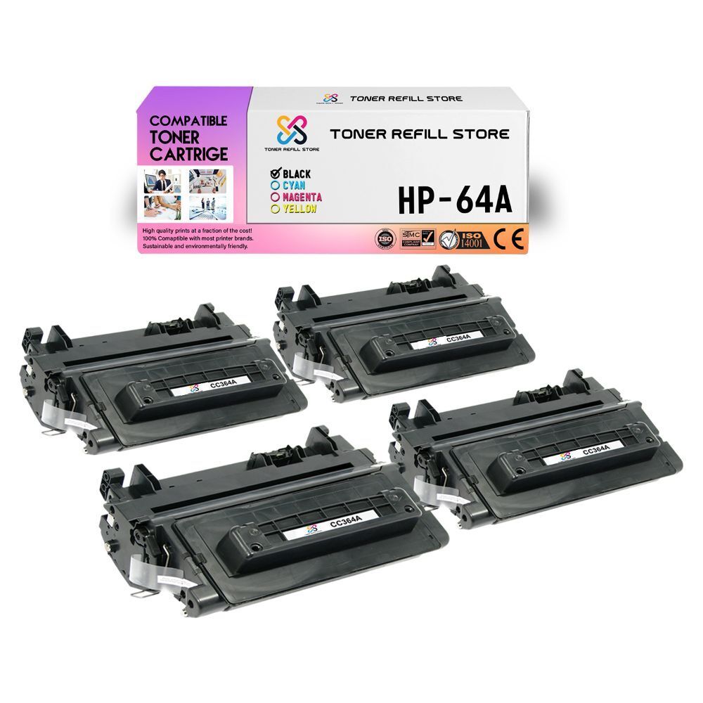 4Pk TRS 64A CC364A Black Compatible for HP LaserJet P4014dn Toner Cartridge