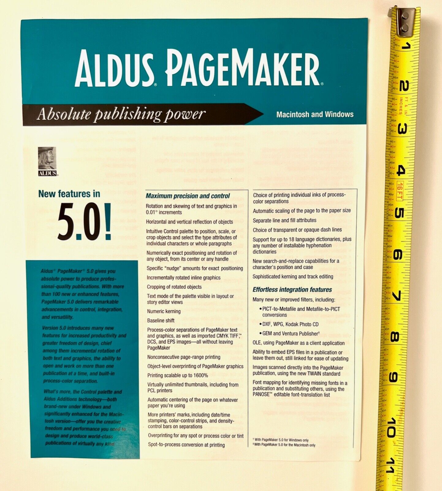 Aldus Pagemaker 1992 v5 Sell Sheet Slick - Amazing Vintage (pre Adobe Indesign)