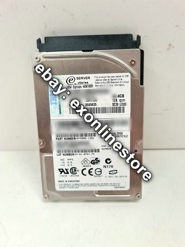 40K1037 - 36.4 GB 10 000 rpm SFF non-hot-swap Ultra320 SCSI hard drive 39R7336
