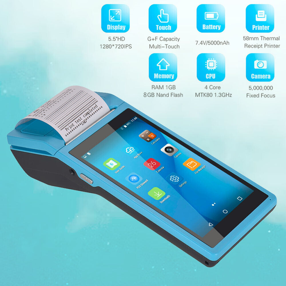 Handheld PDA Printer Smart POS Terminal Wireless Receipt Printer Android US T2R6