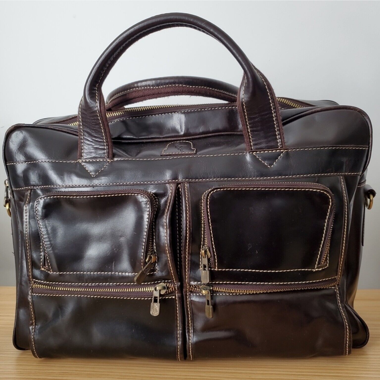 Vintage Brown Leather 16‘’ Laptop Briefcase Handbags Black Professional Briefcas
