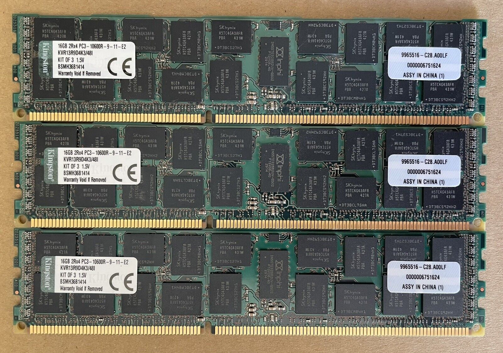 KINGSTON KVR13R9D4K3/48I PC3-10600R DDR3-1333 48GB ECC REG KIT (16GB X3)