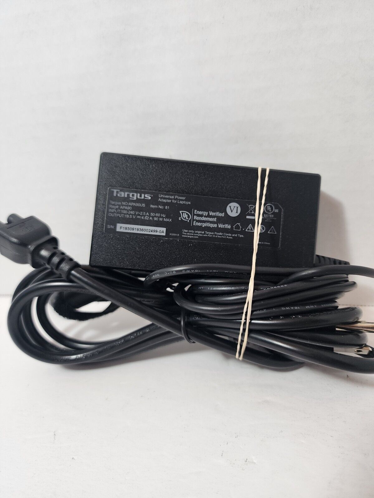 (B) Targus APA90US 19.5V 4.62A AC Adapter with Power Cord