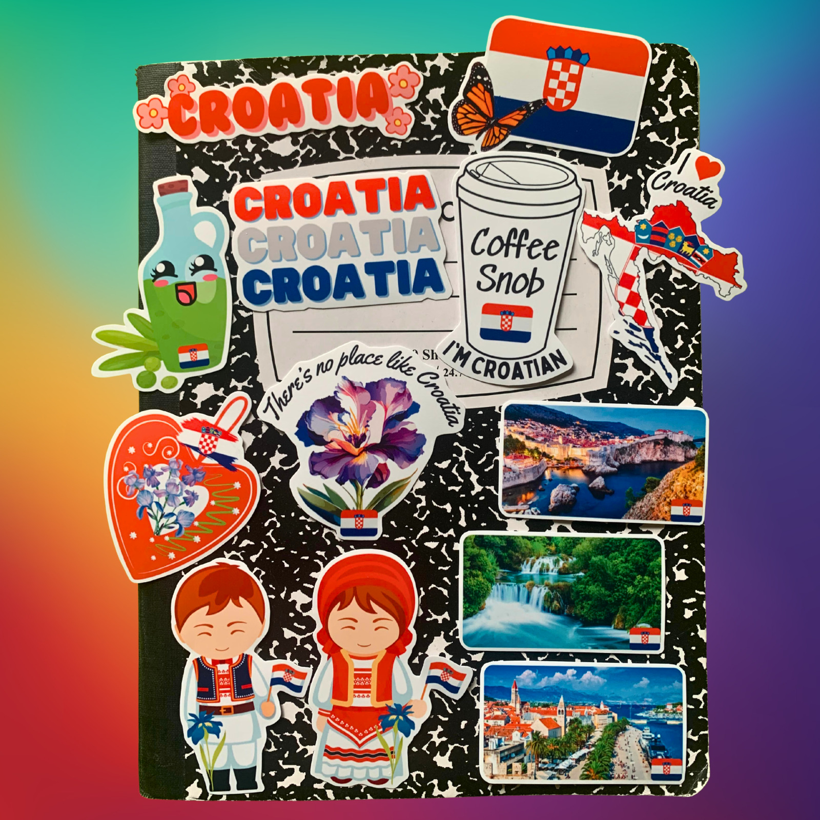 Croatia Theme Decals Set of 13 Waterproof Stickers - Croatian Art Gift