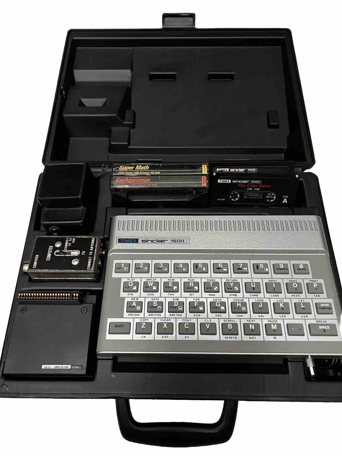 Timex Sinclair 1500 Computer w/ RARE Case, 16K RAM, Cords, Manual WORKING