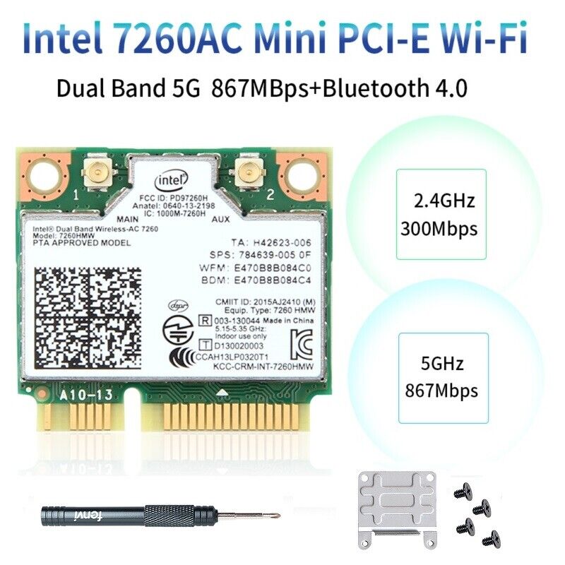 Intel Wireless-AC 7260 7260HMW Mini PCIE Card Dual Band Bluetooth WiFi Adapter