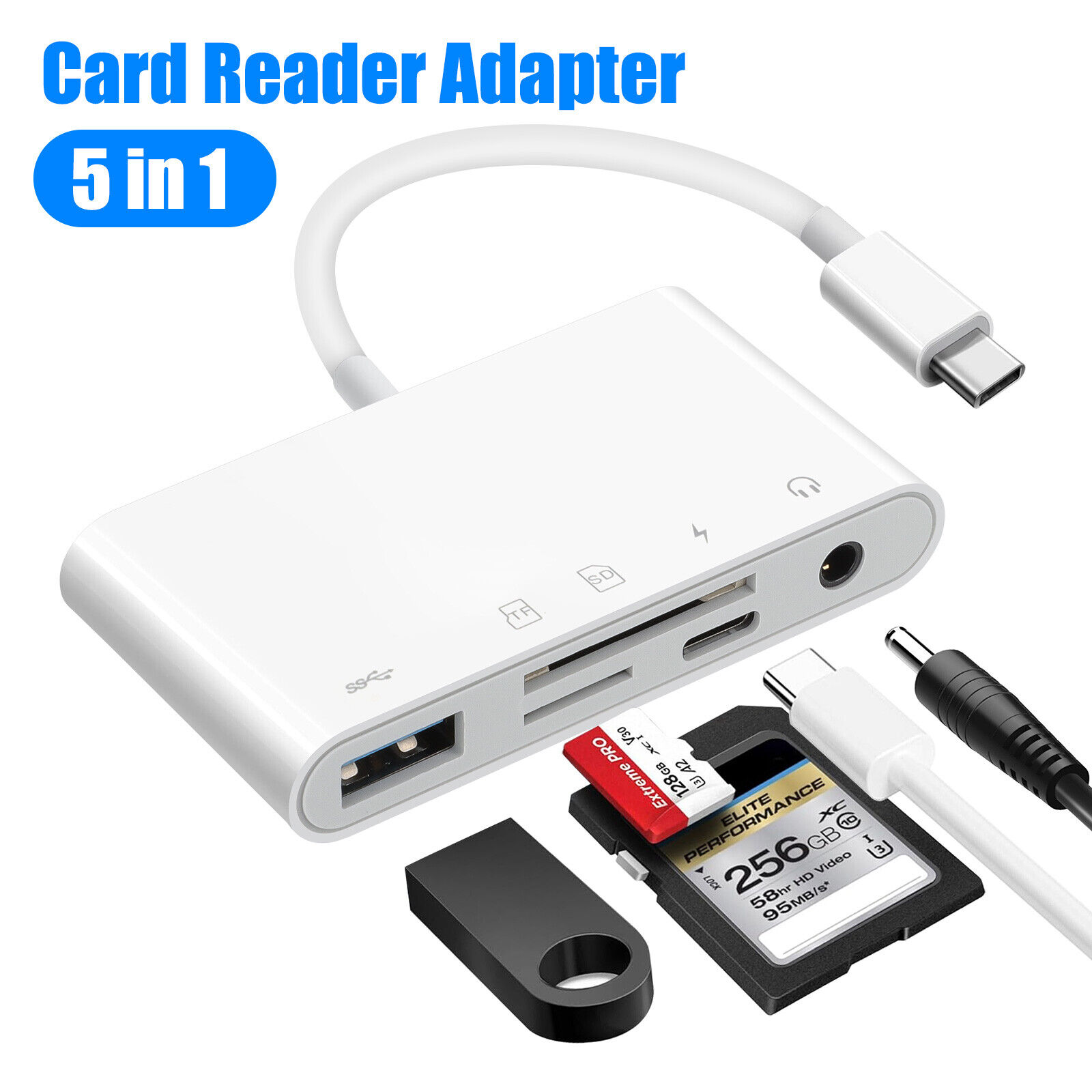 5 IN 1 Memory SD Card Reader Type C Hub Adapter for MacBook Camera Android Linux