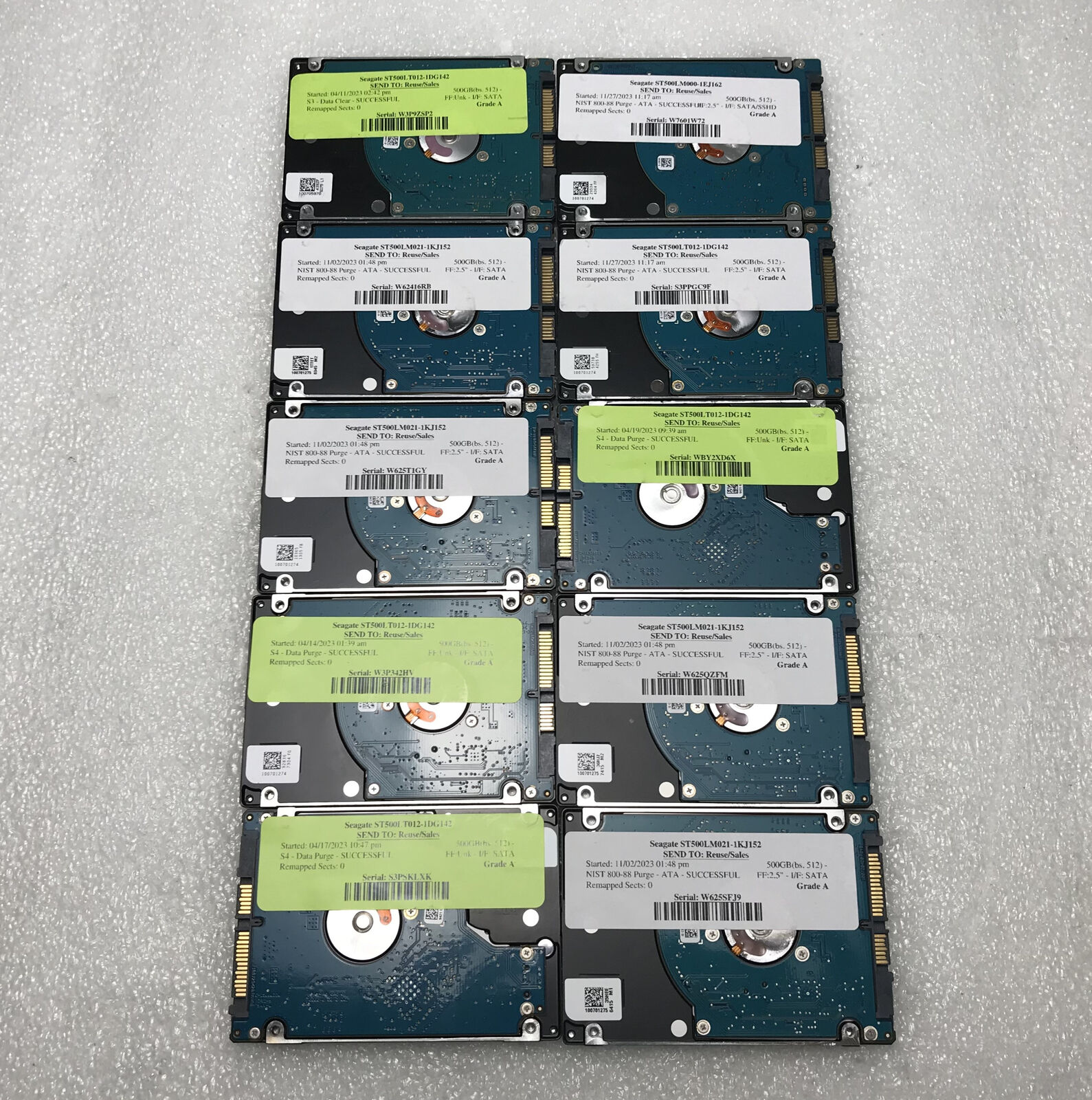 Lot of 10 Seagate Mixed Models 500GB 2.5\