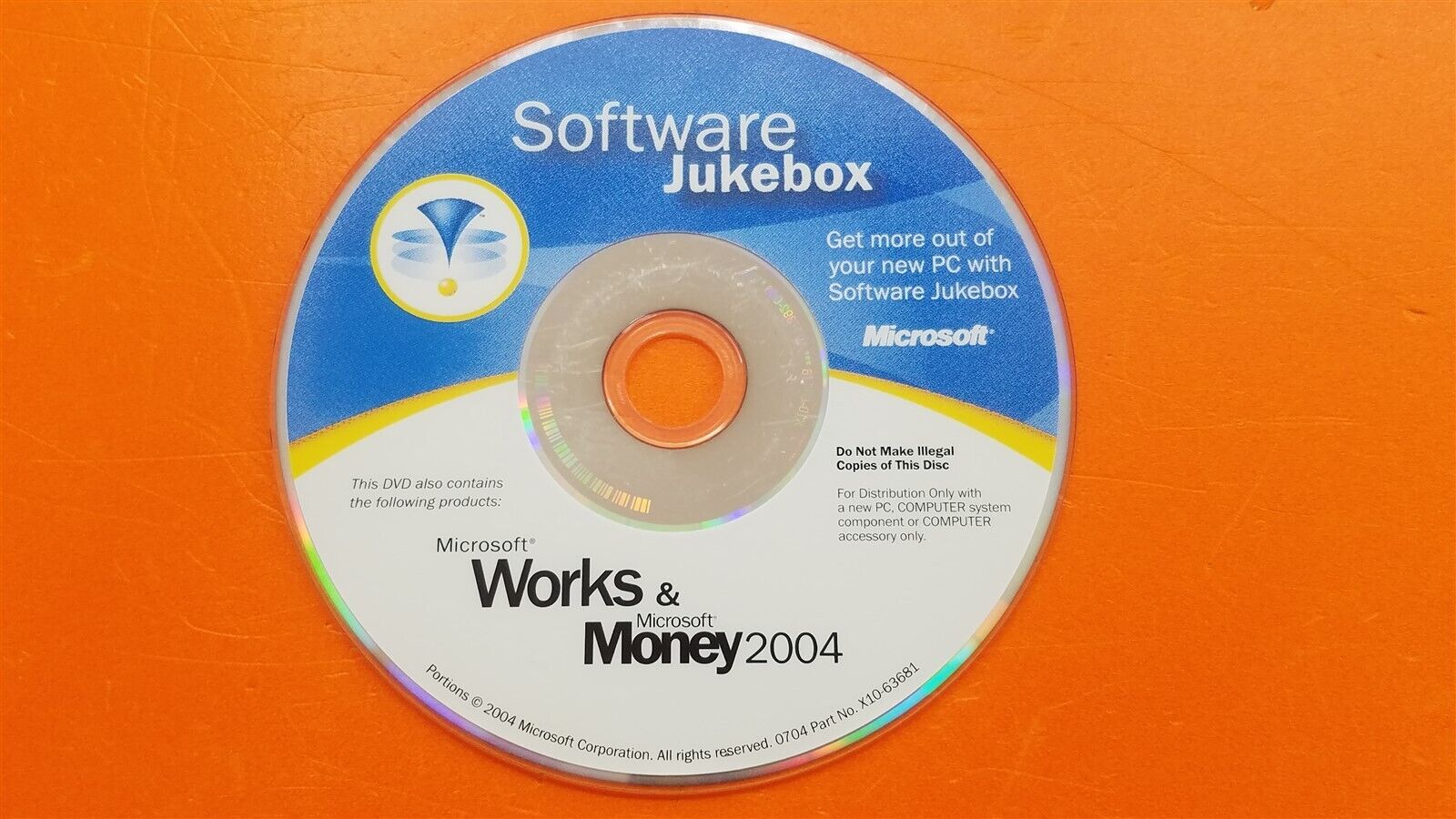 ⭐️⭐️⭐️⭐️⭐️ Microsoft Software Jukebox Works & Money 2004 DVD-Rom Disc