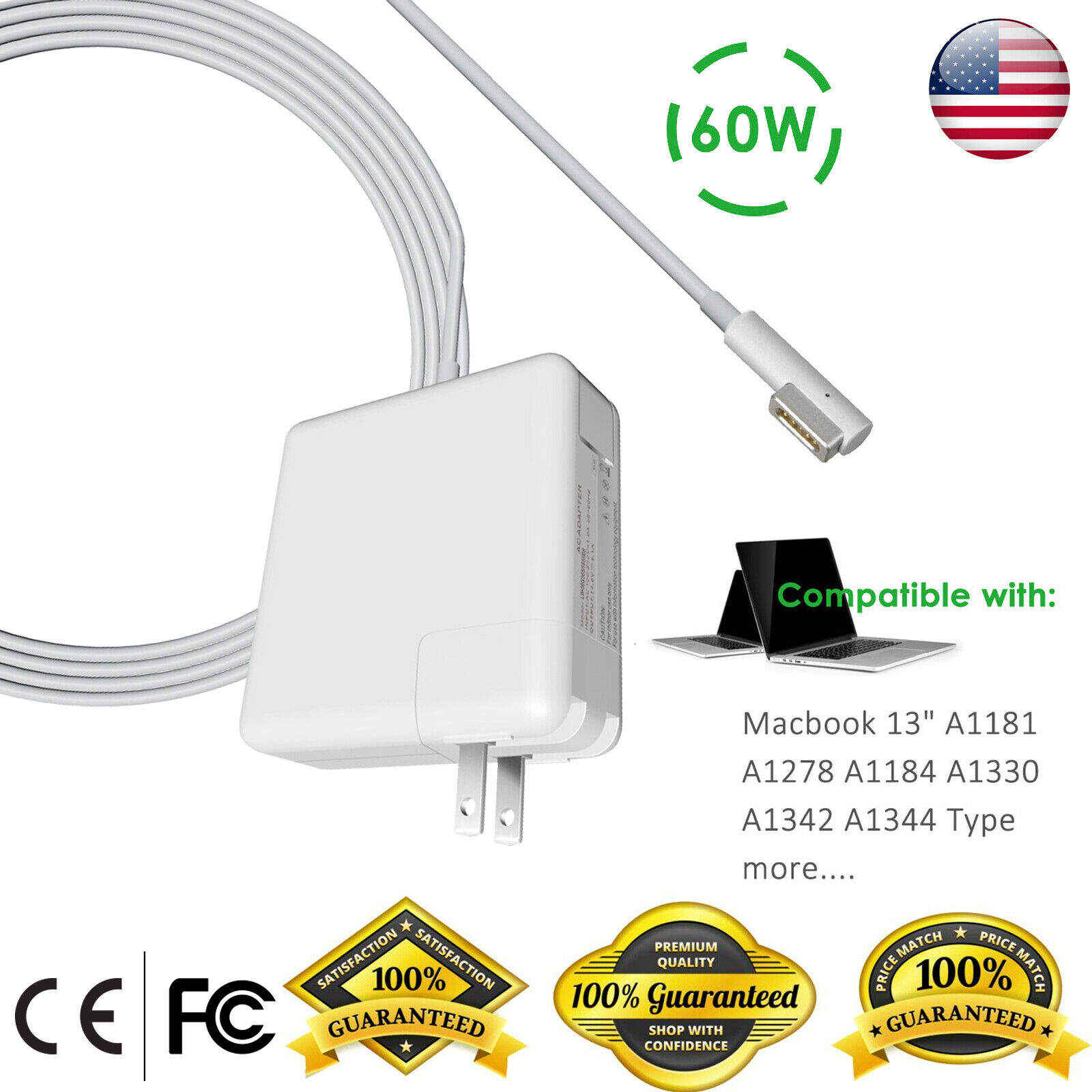 For Mac Book Pro Charger 60W L-Tip Magnetic Charger Power AC Adapter MacBook 13\