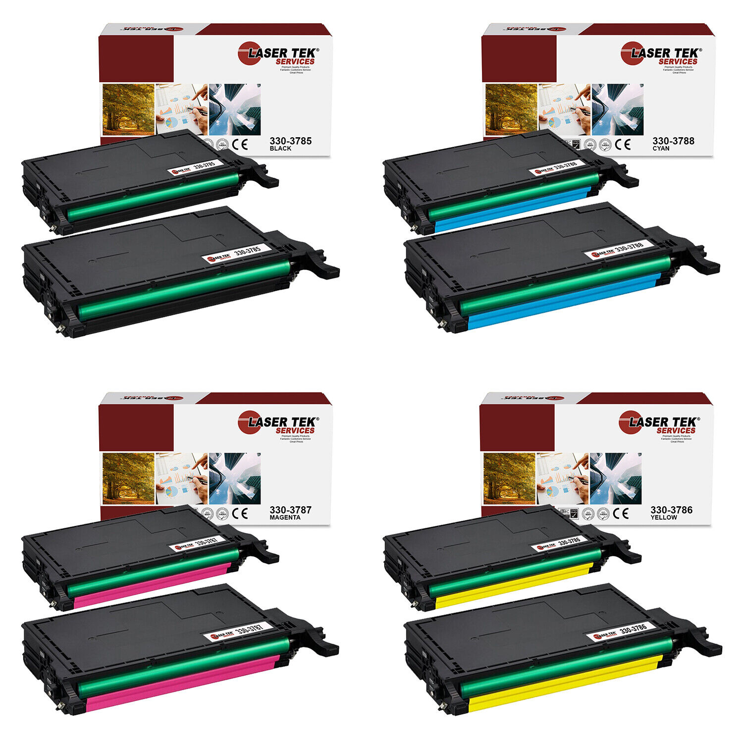 8Pk LTS 2145 B C M Y Compatible for Dell Color Laser 2145CN Toner Cartridge